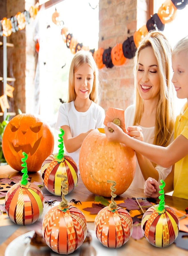 BLSUREFYX 36 PCS Paper Strip Pumpkin Craft Kit DIY Fall Thanksgiving Gratitude Pumpkin Craft Halloween Pumpkin Craft for Autumn Holiday Activities Religious Decor Home School Party Supplies - Image 2